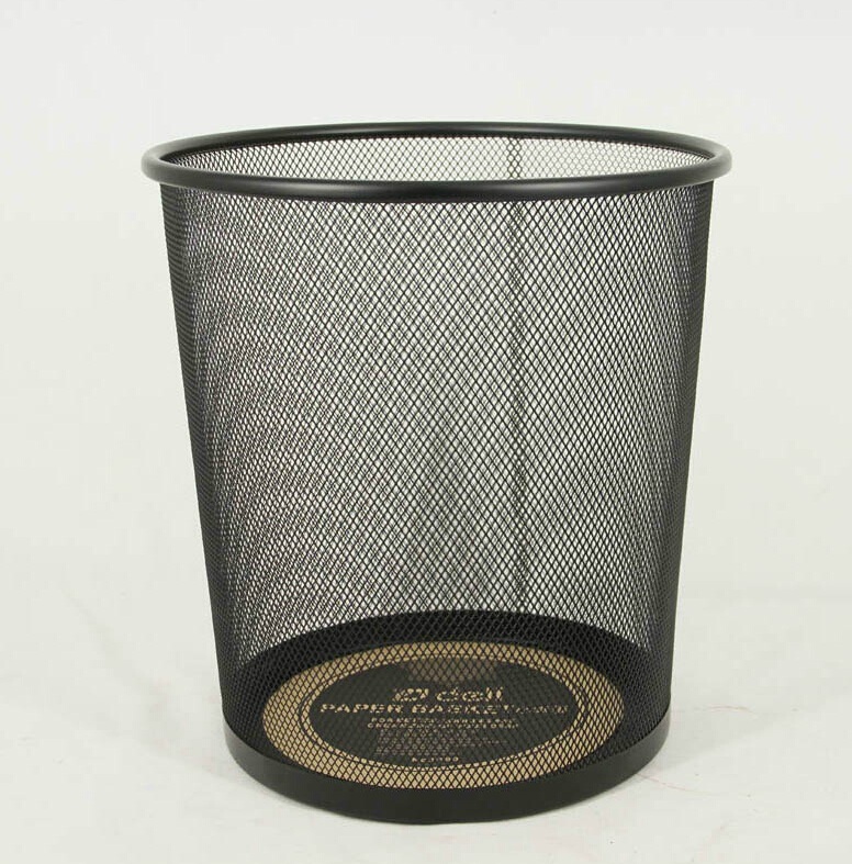 得力9188金属网状废纸篓高品质黑色圆形垃圾桶环保清洁桶办公家用