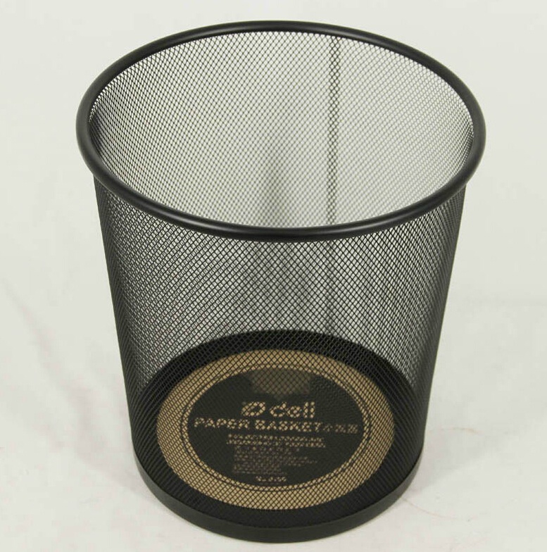 得力9188金属网状废纸篓高品质黑色圆形垃圾桶环保清洁桶办公家用